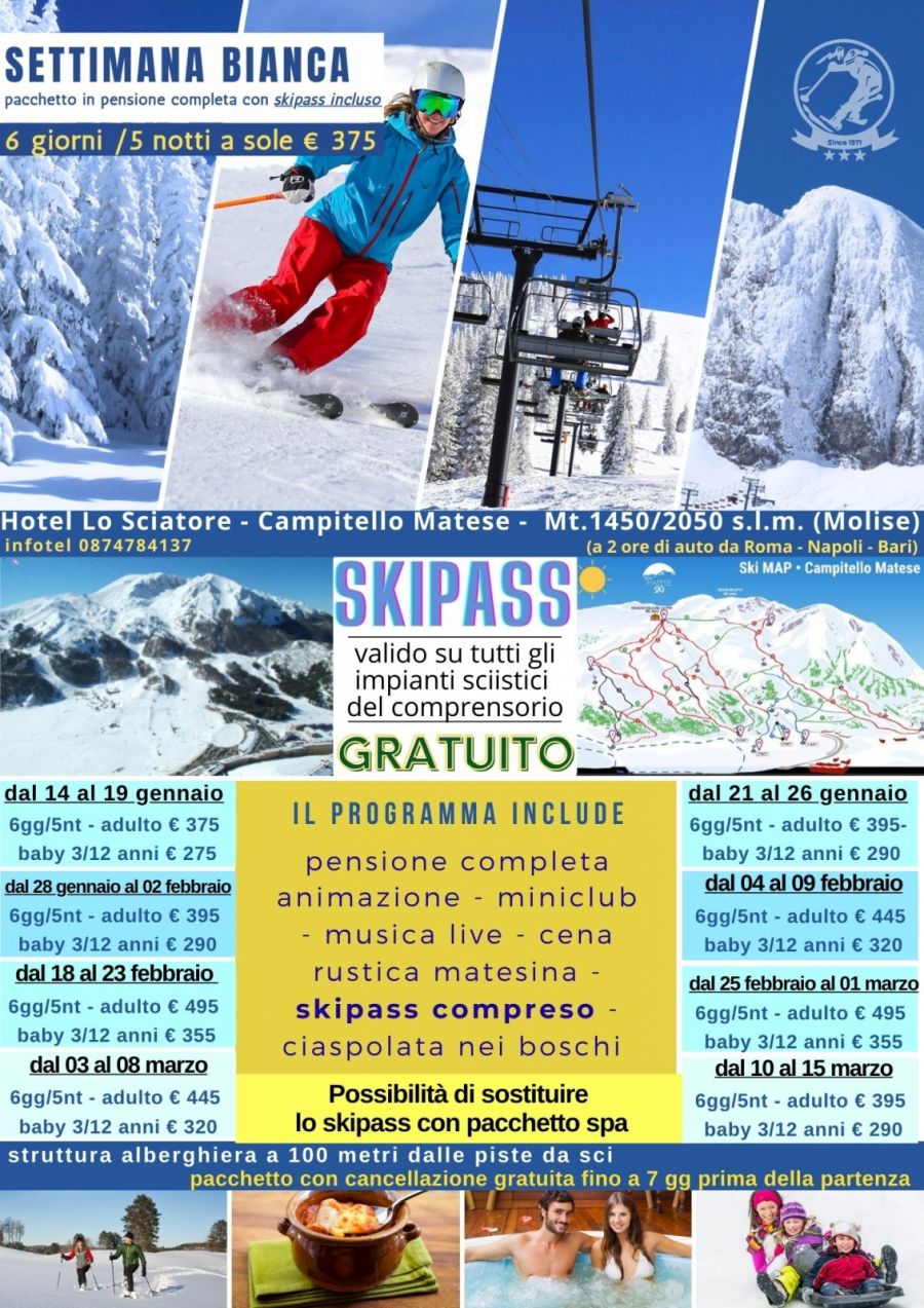 Settimana bianca con Skipass gratuito e tante attività incluse